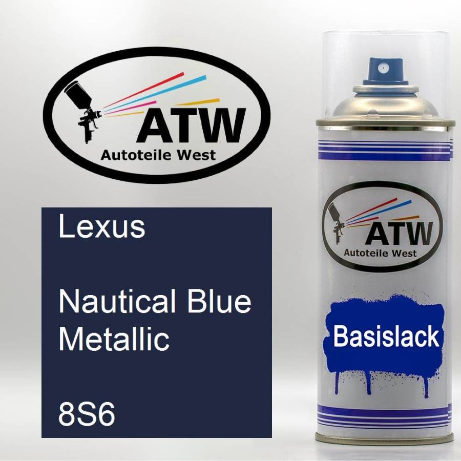 Lexus, Nautical Blue Metallic, 8S6: 400ml Sprühdose, von ATW Autoteile West.